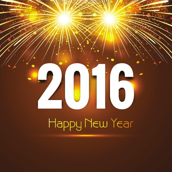 新的一年2016卡與煙花