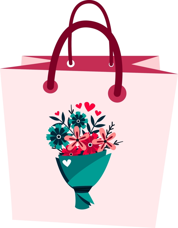 购物袋鲜花礼品元素可商用