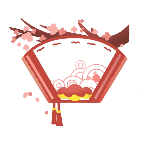 新年扇形邊框插畫