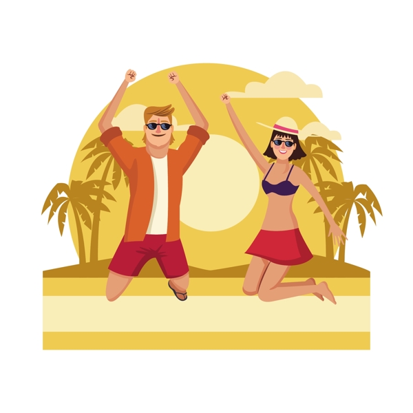 夏日海邊人物