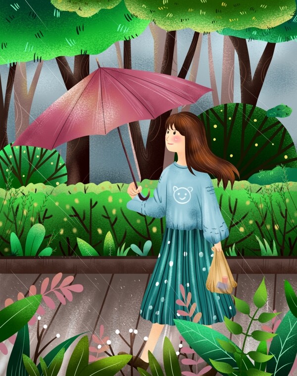 原創(chuàng)小清新插畫谷雨