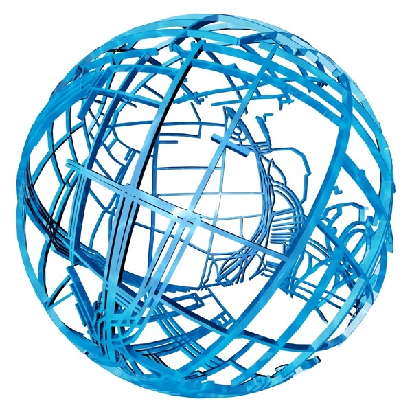 世界圆形圆球框架蓝色科技立体