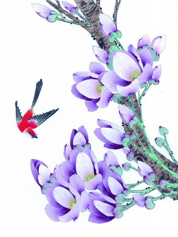 中國(guó)風(fēng)花喜鵲牡丹桃花芍藥小鳥中華藝術(shù)繪畫