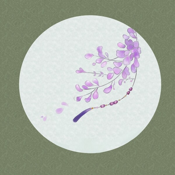 古风手绘植物花卉紫薇花