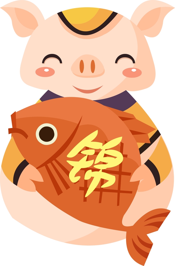 2019豬年扁平風(fēng)手繪卡通祝福豬