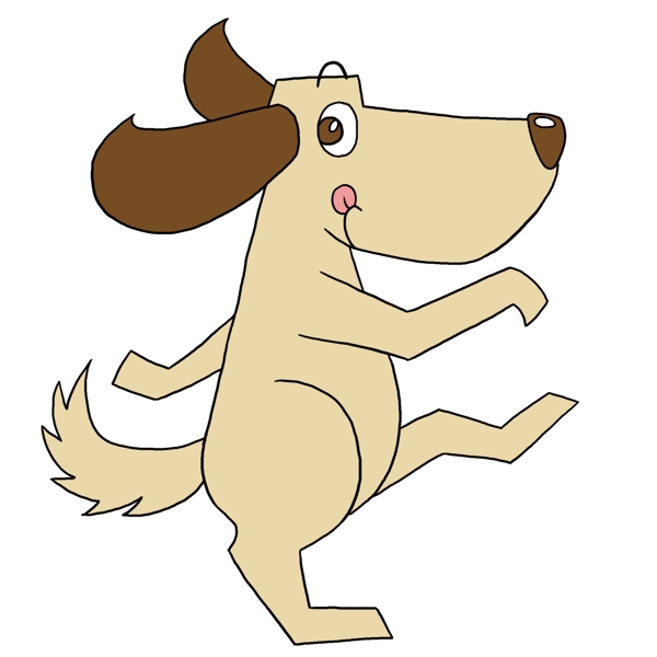 俏皮跳舞的狗可爱手绘卡通