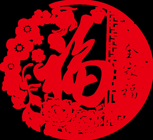 紅色福字png元素素材