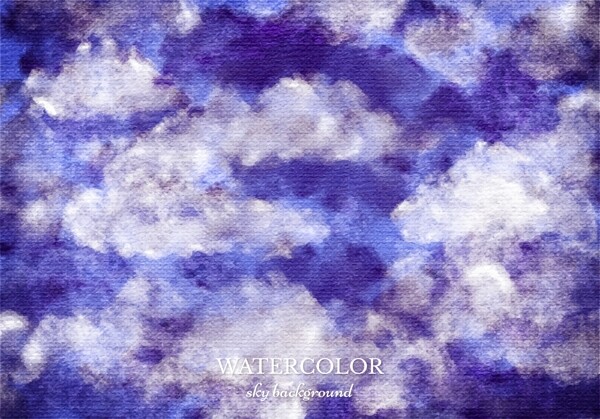 梦幻紫色水彩云海背景素材