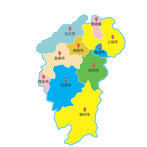 江西省区域地图矢量素材