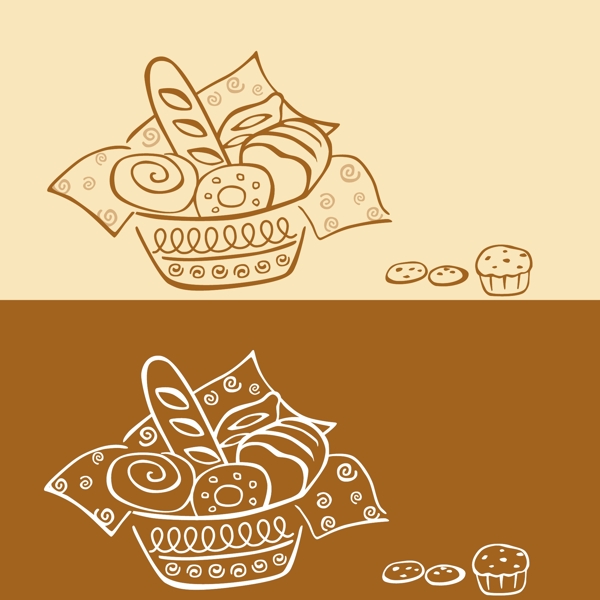 兩組面包