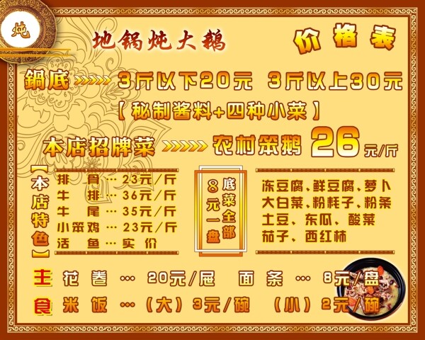 價格表圖片