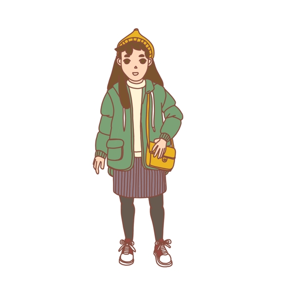 手繪卡通女孩人物可商用