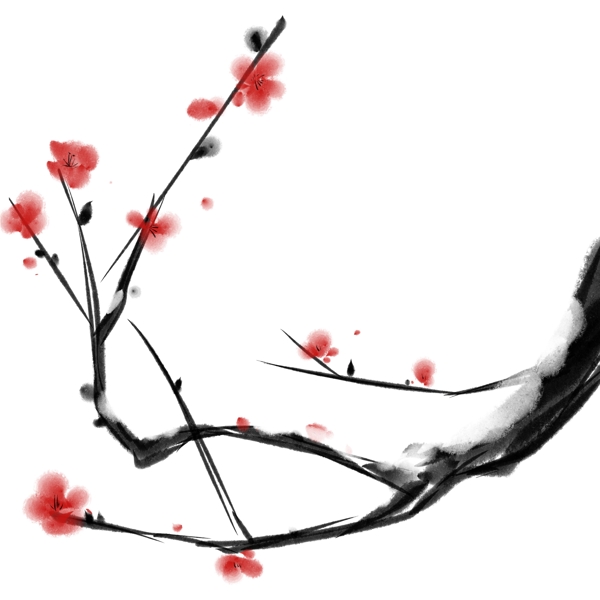 水墨中国风梅花植物设计