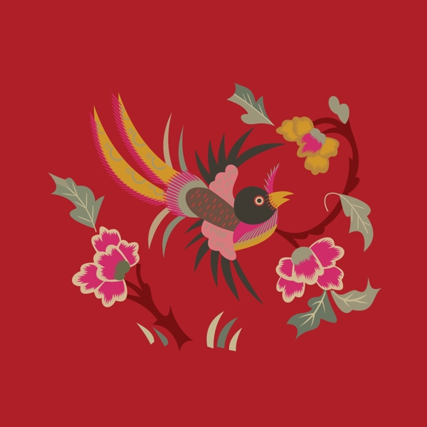 印花矢量圖動(dòng)物鳥植物花朵免費(fèi)素材