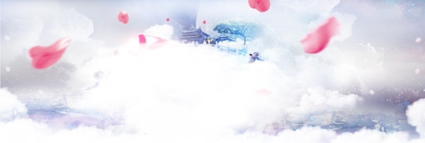 白云花瓣仙氣背景