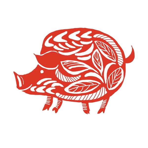 窗花剪紙創(chuàng)意豬元素