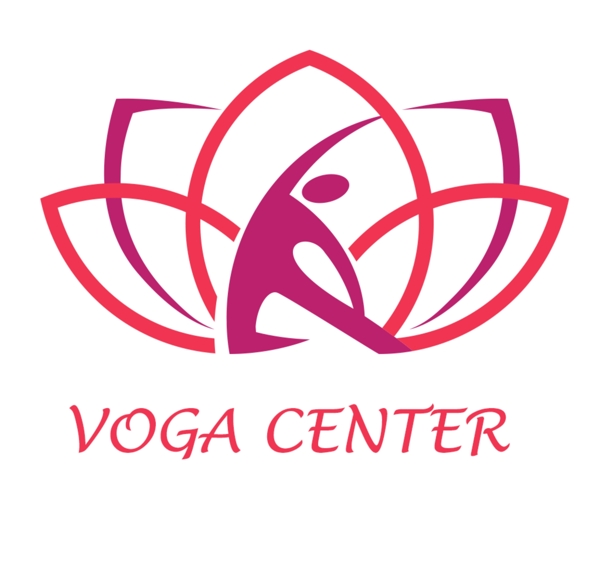 瑜伽中心紅色促銷宣傳logo