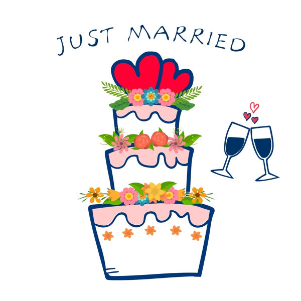 卡通婚礼鲜花蛋糕