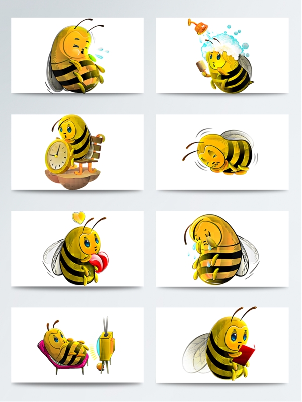 3D高清立体小蜜蜂图标素材