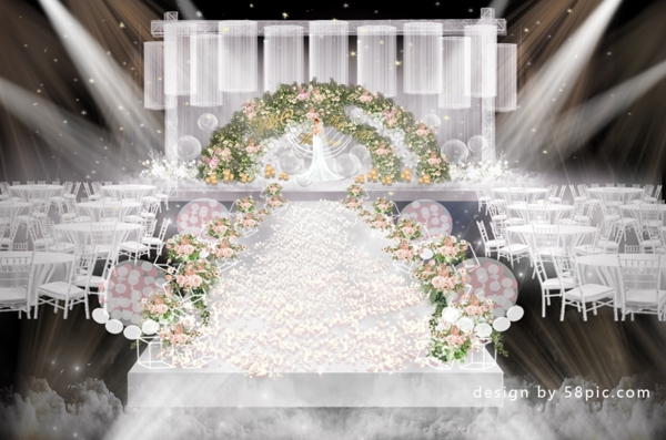 粉绿色主题婚礼仪式区效果图