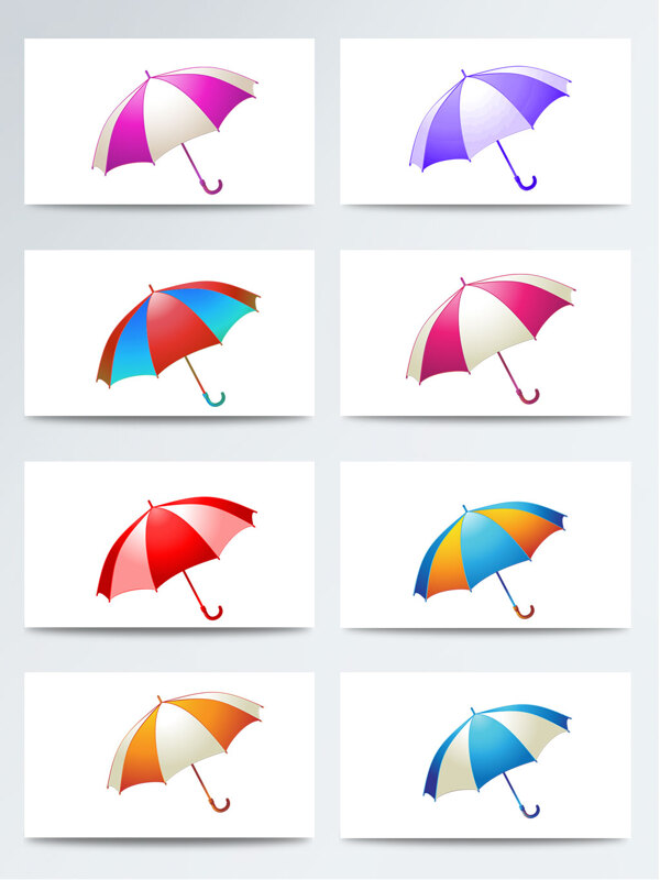 漂亮的雨伞多种颜色PNG元素