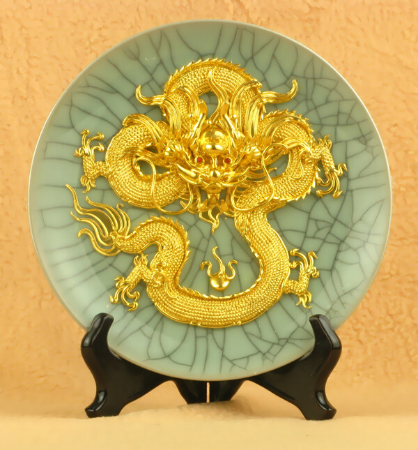 漆線雕哥窯賞盤圖片