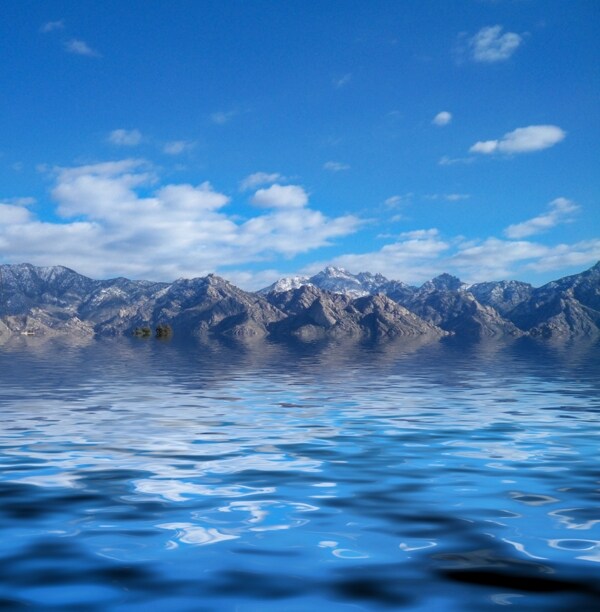 群山湖泊风光图片