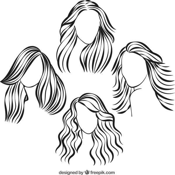 4款手繪女子發(fā)式矢量圖