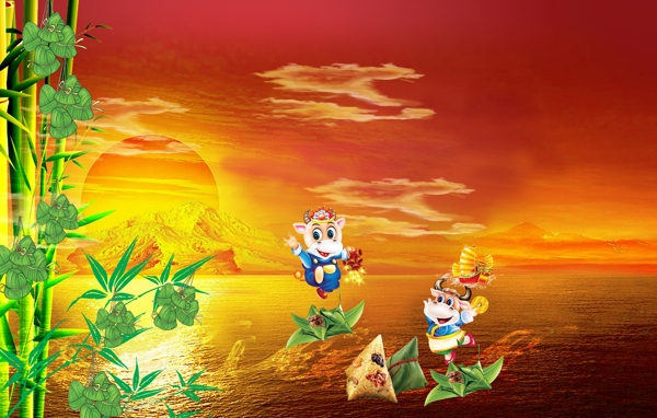 端午節(jié)紅色背景psd素材