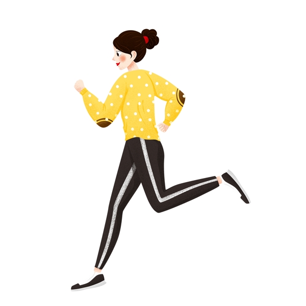 卡通可爱跑步的少女