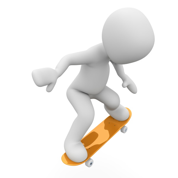 创意3D小人滑滑板图片