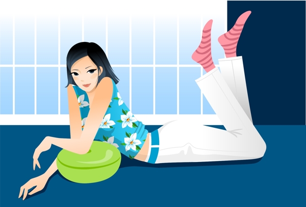 插畫時(shí)尚美女百態(tài)美女圖片