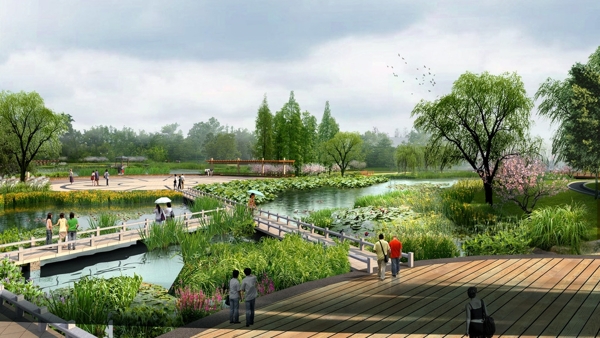 公园池塘景观设计图片