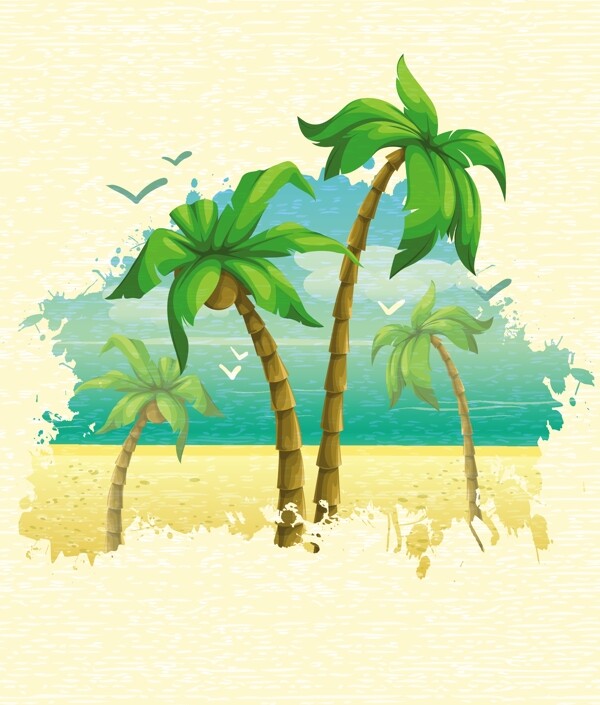 棕櫚樹矢量夏季背景