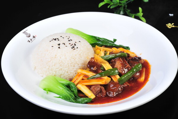 紅燒牛肉蓋澆飯圖片