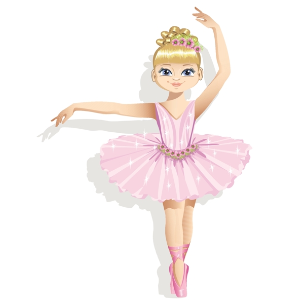 粉色裙装芭蕾孩矢量图