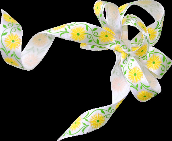 小黃花絲帶png透明素材