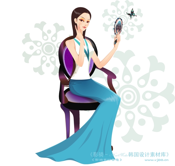 古典美女矢量素材矢量圖片HanMaker韓國設計素材庫