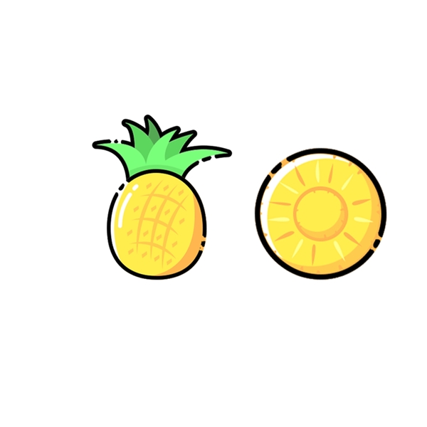 手绘黄色菠萝插画