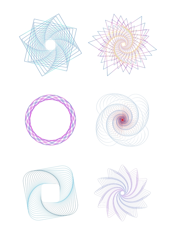 矢量渐变艺术螺旋分形艺术线条蓝紫创意形状