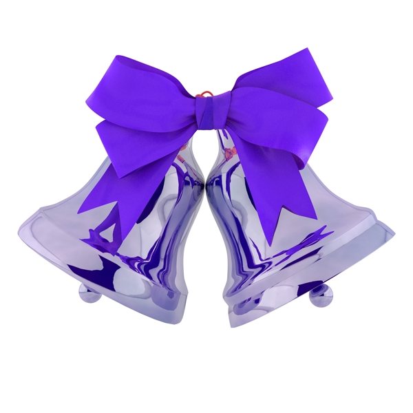 金属质感圣诞节铃铛节日气氛蓝紫色装饰铃铛