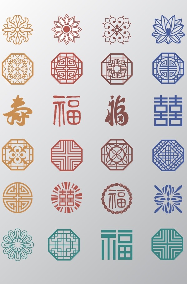 中国风传统复古花纹矢量素材