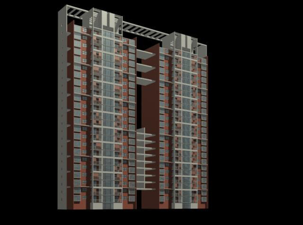 联排高层住宅楼3D模型