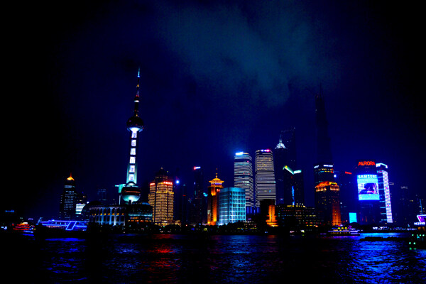 上海夜景霓虹高清摄影图片