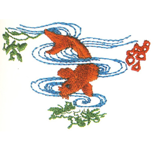 繡花金魚橘黃色藍(lán)色水草免費素材