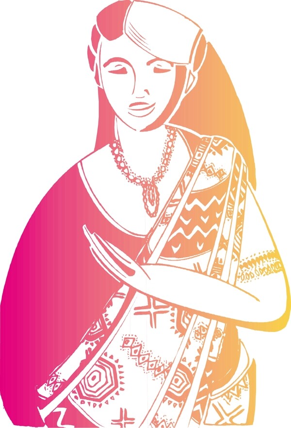 印花矢量圖人物女人色彩黃色免費素材