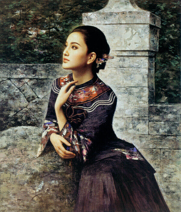 古裝美女油畫(huà)圖片