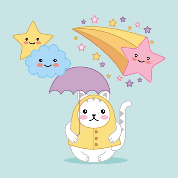 打伞小猫
