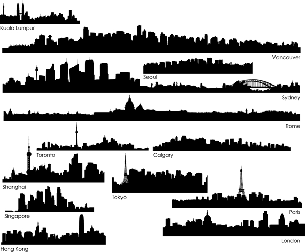 世界城市剪影矢量素材1
