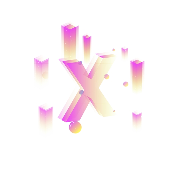 透气渐变2.5D字母X元素